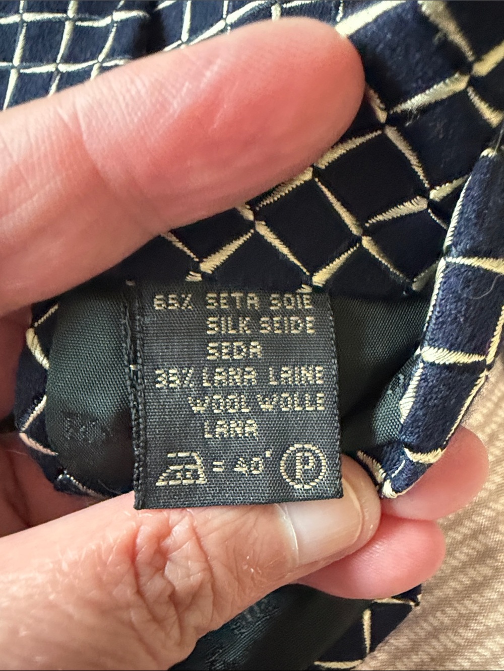 Ermenegildo Zegno Silk Navy Checkered Like New Tie - Picture 3 of 6